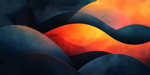 Poster - Abstract Waveforms: Fiery Hues 