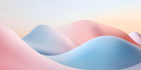 Poster - Pastel Dreamscape:  A minimalist abstract background with soft, pastel-hued hills bathed in a dreamy, ethereal glow. Perfect for creating a sense of calm and tranquility in your designs. 