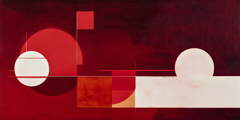 Poster - crimson equilibrium: abstract composition in red and white