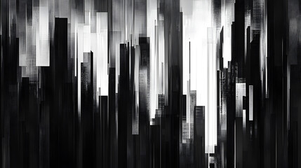 Aufkleber - abstract cityscape: a bold and minimalist depiction of a modern city, rendered in stark black and wh