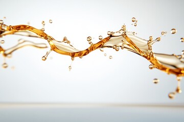 Aufkleber - Golden Liquid Splash with Bubbles and Clear Background