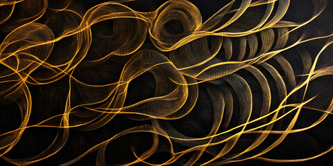 Poster - abstract golden swirls on black background: a mesmerizing abstract composition with a symphony of go