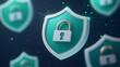 © Ndoomyim - Green shield and lock, robust security data protection symbol