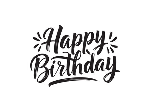 Happy birthday black vector brush calligraphy design