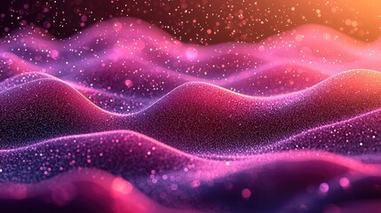 Wall Mural - Magical Sparkling Waves: Abstract Pink Purple Background. Digital art, cosmic energy, vibrant colors, shiny particles, bokeh effect, fantasy illustration.