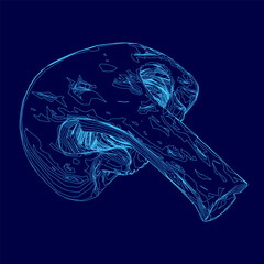Poster - Blue mushroom with a stem. The mushroom is drawn in a stylized way. The blue color of the mushroom and the stem creates a calm and serene mood