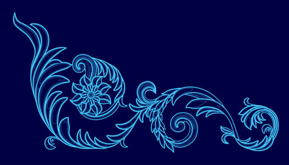 Poster - Blue floral design with a blue background. The design is very detailed and intricate. The blue background gives the design a sense of depth and contrast