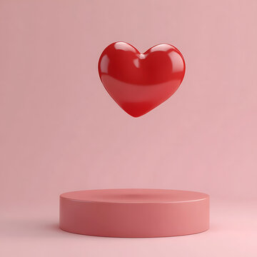 Red hearts with valentine Love