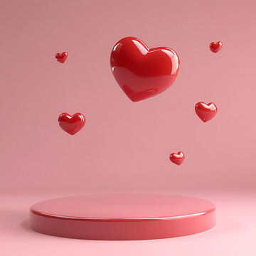 Red hearts with valentine