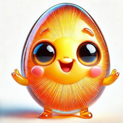 Sticker - glass egg figurine with big eyes on a white background