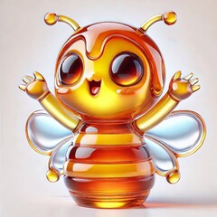 Sticker - glass bee figurine with large eyes on a white background