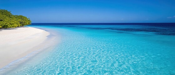 Wall Mural - Tropical Beach Paradise Idyllic White Sand Azure Ocean Tranquil Seascape Summer Vacation