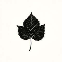 Wall Mural - Black silhouette of a leaf on a light background.