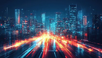 Aufkleber - Modern city with communication network. Online connection and data traffic. Telecommunications and technology background, hd image