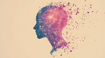 Fototapete - A futuristic digital silhouette of artificial intelligence