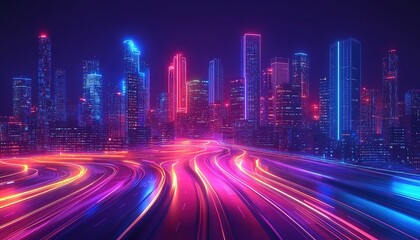 Aufkleber - Modern city with communication network. Online connection and data traffic. Telecommunications and technology background, hd image