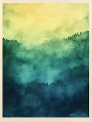 Wall Mural - watercolor gradients blending softly from blue to green on textured paper.
