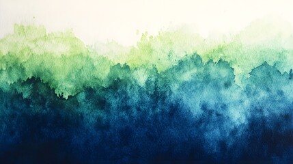 Wall Mural - watercolor gradients blending softly from blue to green on textured paper.