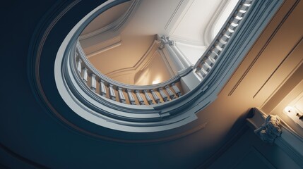 Poster - A beautifully designed staircase with intricate railings and soft lighting.