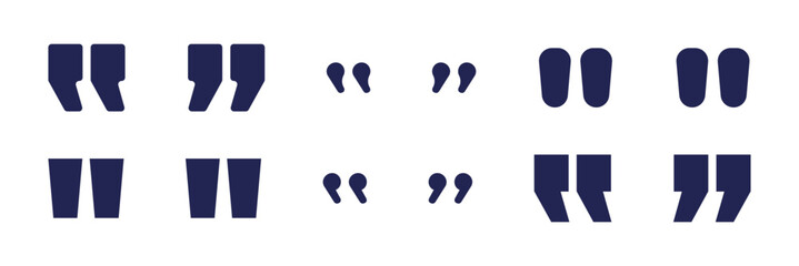 Poster - Quote icon set. Quote Icon Object. Quote marks outline, speech marks, inverted commas or talking marks collection.