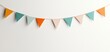 © JP STUDIO LAB - Brightly colored triangle bunting against a clean white backdrop, perfect for holiday, festival, and event decoration design concepts