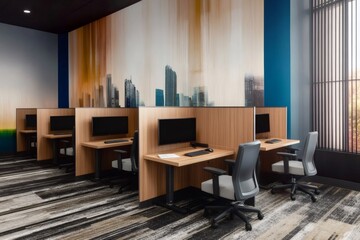Aufkleber - Modern coworking space promoting productivity and collaboration
