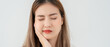© Shisu_ka - Asian woman feel toothache from gingivitis, female suffer tooth, decay problems, dental care. sensitive tooth, decay problem, bad breath, Gingival Recession, Oral Hygiene instruction, tooth extraction