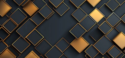 Poster - A stylish abstract background featuring a dynamic arrangement of golden and black rectangles