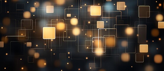 Poster - An abstract digital background featuring glowing squares and circles on a dark backdrop, representing modern technology and innovation. Perfect for tech-related projects.