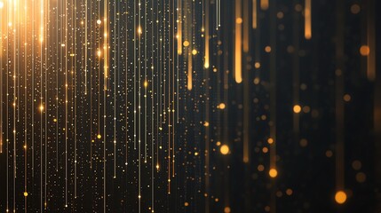 Poster - A stunning visual of shimmering golden particles cascading down in a mesmerizing pattern, creating an enchanting atmosphere perfect for backgrounds and artistic projects.