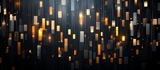 Poster - Abstract background featuring vertical strips of light in gold, silver, and black tones, creating a dynamic and modern look perfect for presentations and digital artworks.