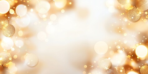 Poster - A beautiful, abstract background featuring soft bokeh lights in golden tones. Perfect for designs, invitations, or digital art projects that need a touch of elegance.