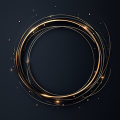 Poster - A captivating abstract design featuring a circular arrangement of golden lines and sparkling accents set against a dark background, perfect for modern projects and visuals.