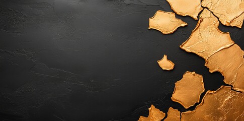 Poster - A stunning close-up of a black surface with golden accents creating a striking contrast. This abstract image is perfect for backgrounds, textures, or artistic projects.