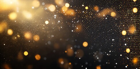 Poster - Beautiful soft bokeh effects create a magical atmosphere in this mesmerizing image, featuring golden lights sparkling against a subtle dark background. Perfect for designs.