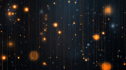 Poster - A stunning visual of cascading light particles, showcasing a blend of bright orange and subtle blue tones against a dark backdrop. Perfect for backgrounds and graphic designs.