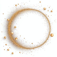 Poster - An elegant gold glitter circle on a white background, perfect for adding a touch of sparkle to design projects, invitations, or festive decorations, enhancing visual appeal and ele