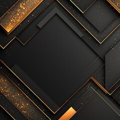 Poster - A modern, abstract background featuring layered black and gold geometric shapes, ideal for presentations, digital artworks, and creative projects that require a touch of elegance.