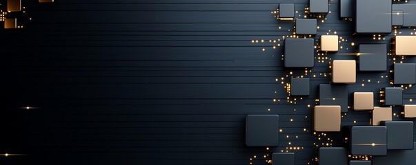 Poster - An abstract digital background showcasing geometric shapes and glowing elements, symbolizing innovation and modernity in technology and design.