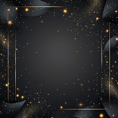 Poster - A stunning abstract background featuring a dark space filled with shimmering stars and elegant golden frames. Perfect for presentations, invitations, or digital designs.