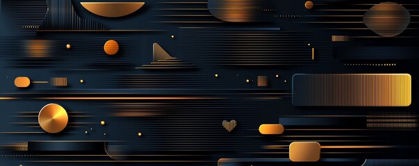 Poster - An abstract digital illustration featuring dynamic shapes and textures in a striking gold and black color scheme. Perfect for backgrounds, designs, or modern art applications.