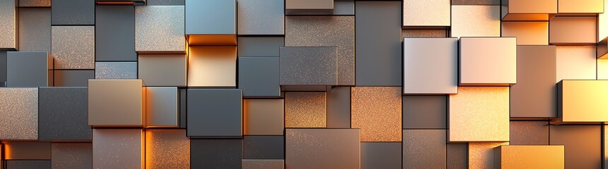 Poster - Abstract colorful 3D cubes arranged in a grid pattern create a modern and dynamic backdrop. Ideal for technology, design, or creative projects. Perfect for digital and print use.
