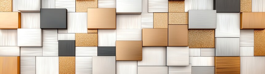 Poster - A close-up view of an abstract wall design featuring a mix of textures and colors