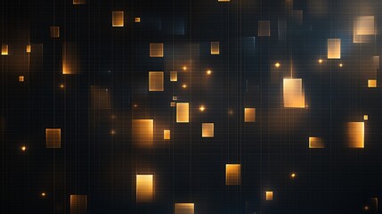 Poster - This abstract background features glowing golden rectangles on a dark backdrop, creating a mesmerizing visual effect suitable for technology, design, or creative projects.