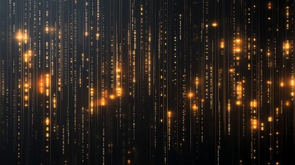 Poster - An abstract representation of golden light streaks on a dark background, creating a sense of depth and motion. Perfect for backgrounds, designs, and modern art themes.