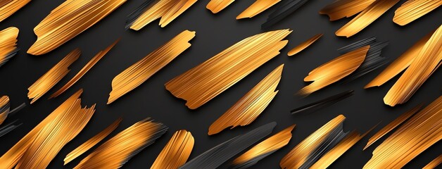 Poster - A dynamic abstract background featuring bold golden brush strokes on a dark canvas. Perfect for adding a touch of elegance and creativity to any design project.