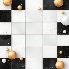 Poster - Stylish abstract background featuring geometric shapes in gold, black, and white. Perfect for modern designs, branding, or artistic projects.