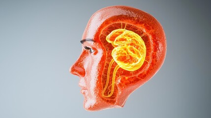 Poster - Conceptual Visualization of Human Head with Illuminated Brain Anatomy