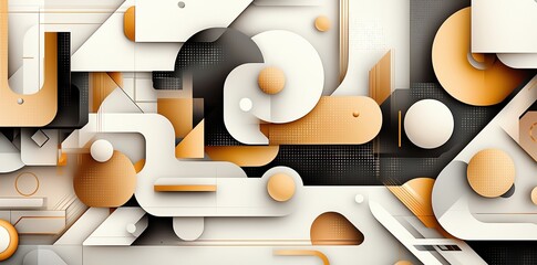 Poster - A vibrant abstract composition featuring geometric shapes in warm tones