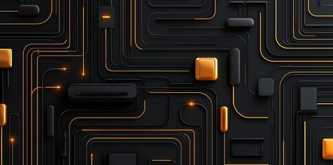 Aufkleber - A close-up view of a modern circuit board design with intricate patterns and glowing connections. The contrast of black and orange creates a futuristic and energetic vibe.